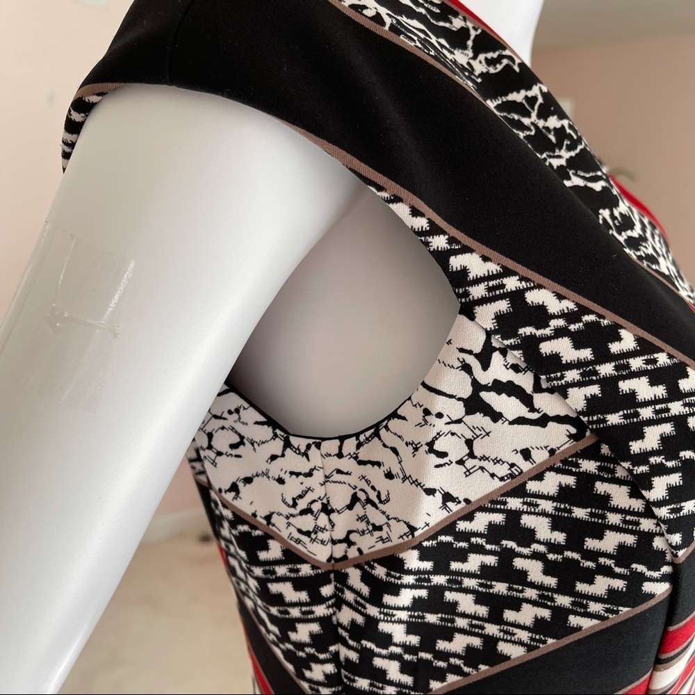 Maggy L Women’s Sleeveless V-neck Geometric Sheath  Midi Dress size 8 - Picture 12 of 14